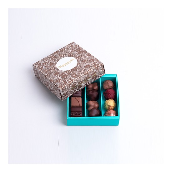 Coffret gourmand lait et noir, Les assortiments de chocolats